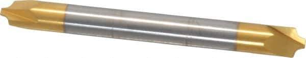 Accupro - 0.078" Radius, 1/4" Mill Diam, 2 Flute Solid Carbide Corner Rounding End Mill - Double End, TiN Finish, 2-1/2" OAL, 1/4" Shank Diam - Exact Tool & Supply