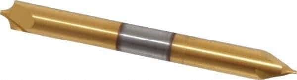 Accupro - 0.1" Radius, 1/4" Mill Diam, 2 Flute Solid Carbide Corner Rounding End Mill - Double End, TiN Finish, 2-1/2" OAL, 1/4" Shank Diam - Exact Tool & Supply