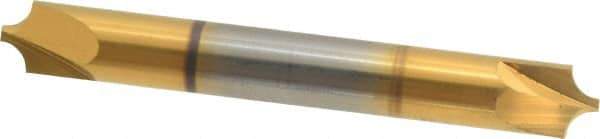 Accupro - 0.118" Radius, 5/16" Mill Diam, 2 Flute Solid Carbide Corner Rounding End Mill - Double End, TiN Finish, 2-1/2" OAL, 5/16" Shank Diam - Exact Tool & Supply