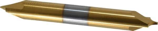 Accupro - 1/8" Radius, 5/16" Mill Diam, 2 Flute Solid Carbide Corner Rounding End Mill - Double End, TiN Finish, 2-1/2" OAL, 5/16" Shank Diam - Exact Tool & Supply