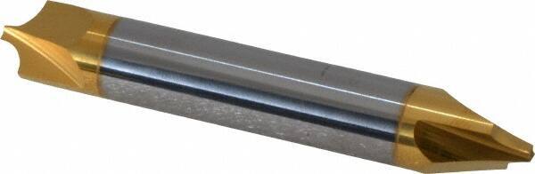 Accupro - 0.14" Radius, 3/8" Mill Diam, 2 Flute Solid Carbide Corner Rounding End Mill - Double End, TiN Finish, 2-1/2" OAL, 3/8" Shank Diam - Exact Tool & Supply