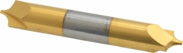 Accupro - 0.156" Radius, 3/8" Mill Diam, 2 Flute Solid Carbide Corner Rounding End Mill - Double End, TiN Finish, 2-1/2" OAL, 3/8" Shank Diam - Exact Tool & Supply
