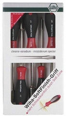 Wiha - 5 Piece 5 to 11mm Nutdriver Set - Solid Shaft, Ergonomic Handle - Exact Tool & Supply