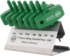 Wiha - 7 Piece T6 to T20 Wing Handle Torx Key Set - T6, T7, T8, T9, T10, T15, T20 Torx Size - Exact Tool & Supply