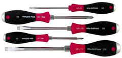 Wiha - 5 Piece Phillips & Slotted Screwdriver Set - Round Shank, Ergonomic Handle - Exact Tool & Supply