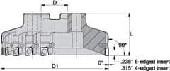 Kennametal - 10 Inserts, 6" Cut Diam, 1-1/2" Arbor Diam, 0.361" Max Depth of Cut, Indexable Square-Shoulder Face Mill - 0/90° Lead Angle, 2.38" High, SD.T 43.. Insert Compatibility, Series KSSM - Exact Tool & Supply