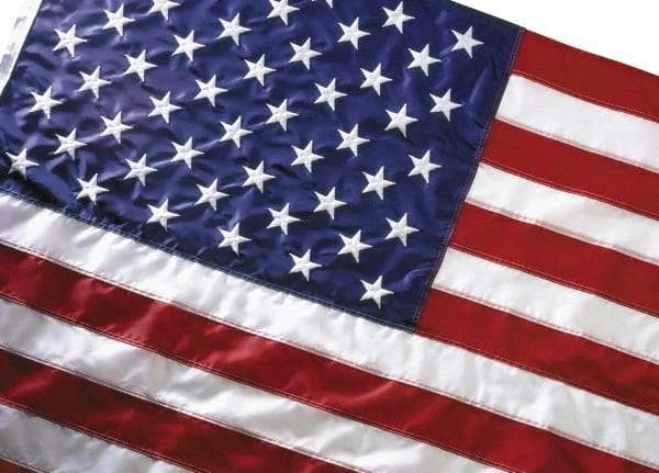 Valley Forge Flag Co - 8 Ft. Wide x 5 Ft. High, American Flag - Outdoor, Polyester, Red, White and Blue, Pole Mounted, Includes Brass Grommets - Exact Tool & Supply