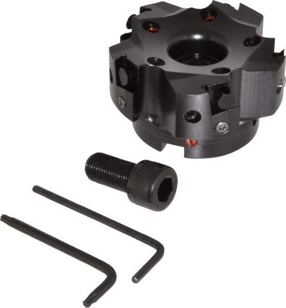 Kennametal - 5 Inserts, 3" Cut Diam, 1" Arbor Diam, 0.394" Max Depth of Cut, Indexable Square-Shoulder Face Mill - 0/90° Lead Angle, 1-3/4" High, BGHX 15L5... Insert Compatibility, Through Coolant, Series Fix-Perfect - Exact Tool & Supply