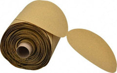 3M - 5" Diam, 80 Grit FEPA, Aluminum Oxide Adhesive PSA Disc - Medium Grade, Gold, A Weighted Backing, Flexible, Use with Random Orbital Sanders - Exact Tool & Supply