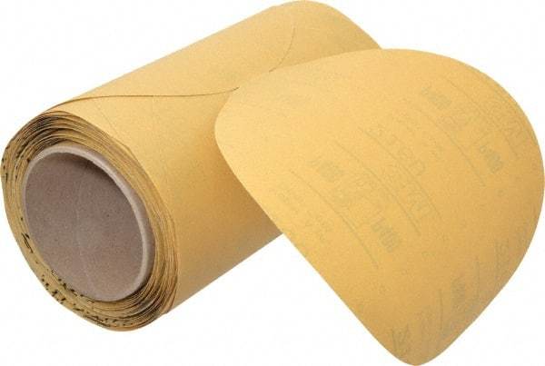 3M - 8" Diam, 400 Grit FEPA, Aluminum Oxide Adhesive PSA Disc - Extra Fine Grade, Gold, A Weighted Backing, Flexible, Use with Random Orbital Sanders - Exact Tool & Supply
