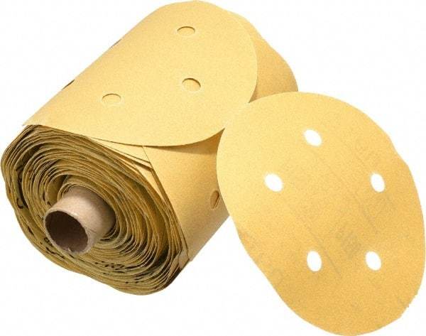 3M - 5" Diam, 150 Grit FEPA, Aluminum Oxide Adhesive PSA Disc - Very Fine Grade, Gold, A Weighted Backing, Flexible, Use with Random Orbital Sanders - Exact Tool & Supply