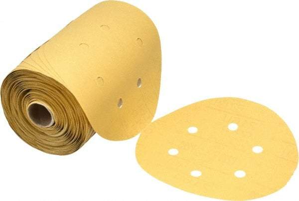 3M - 6" Diam, 220 Grit FEPA, Aluminum Oxide Adhesive PSA Disc - Very Fine Grade, Gold, A Weighted Backing, Flexible, Use with Random Orbital Sanders - Exact Tool & Supply