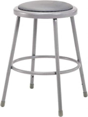 NPS - 24 Inch High, Stationary Fixed Height Stool - 15 Inch Deep x 15 Inch Wide, Vinyl Seat, Grey - Exact Tool & Supply