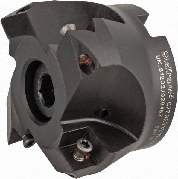 Kennametal - 2-1/2" Cut Diam, 0.098" Max Depth, 1" Arbor Hole, 4 Inserts, XD 12 Insert Style, Indexable Copy Face Mill - C7792VXD12-A2.50Z04R Cutter Style, 1.574" High, Through Coolant, Series 7792 - Exact Tool & Supply
