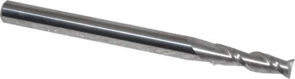 Accupro - 3.5mm, 12mm LOC, 4mm Shank Diam, 50mm OAL, 2 Flute, Solid Carbide Square End Mill - Single End, Uncoated, Spiral Flute, 40° Helix, Centercutting, Right Hand Cut, Right Hand Flute - Exact Tool & Supply