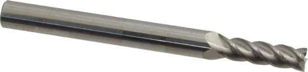 Accupro - 5mm, 16mm LOC, 6mm Shank Diam, 63mm OAL, 4 Flute, Solid Carbide Square End Mill - Single End, Uncoated, Spiral Flute, 40° Helix, Centercutting, Right Hand Cut, Right Hand Flute - Exact Tool & Supply