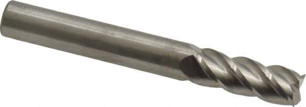 Accupro - 8mm, 20mm LOC, 8mm Shank Diam, 63mm OAL, 4 Flute, Solid Carbide Square End Mill - Single End, Uncoated, Spiral Flute, 40° Helix, Centercutting, Right Hand Cut, Right Hand Flute - Exact Tool & Supply