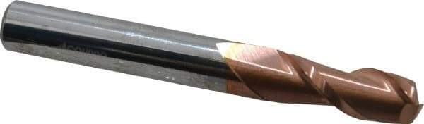 Accupro - 8mm, 20mm LOC, 8mm Shank Diam, 63mm OAL, 2 Flute, Solid Carbide Square End Mill - Single End, TiCN Finish, Spiral Flute, 40° Helix, Centercutting, Right Hand Cut, Right Hand Flute - Exact Tool & Supply