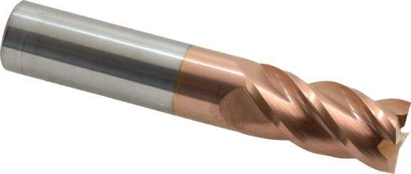 Accupro - 16mm, 32mm LOC, 16mm Shank Diam, 89mm OAL, 4 Flute, Solid Carbide Square End Mill - Single End, TiCN Finish, Spiral Flute, 40° Helix, Centercutting, Right Hand Cut, Right Hand Flute - Exact Tool & Supply