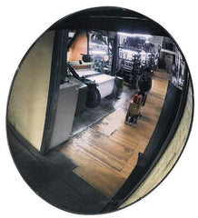 PRO-SAFE - Indoor & Outdoor Round Convex Safety, Traffic & Inspection Mirrors - Shatter-Resistant Glass Lens, Laminated Hardboard Backing, 18" Diam, 20' Max Covered Distance - Exact Tool & Supply