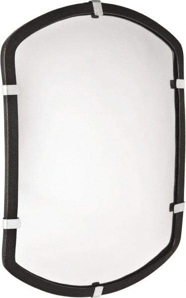 PRO-SAFE - Indoor Rectangular Convex Safety, Traffic & Inspection Mirrors - Acrylic Lens, Laminated Hardboard Backing, 12" High, 16' Max Covered Distance - Exact Tool & Supply