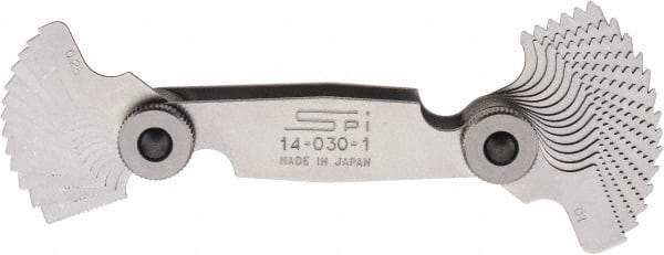 SPI - 28 Leaf, 1/4 to 2.5mm Pitch Range, Steel Screw Pitch Gage - 60° Thread Angle - Exact Tool & Supply