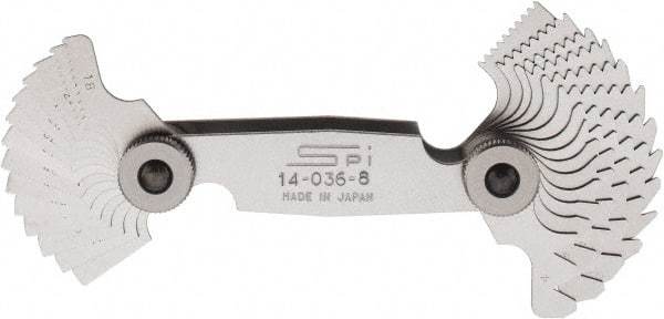 SPI - 28 Leaf, 4 to 80 TPI Range, Steel Screw Pitch Gage - 60° Thread Angle - Exact Tool & Supply