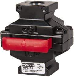 Parker - 3/8" NPT Safety Lockout Valve - 3-Way, 3 Position, Slide Valve, 8.3 CV Rate, 250 Max psi & 175°F Max Temp - Exact Tool & Supply