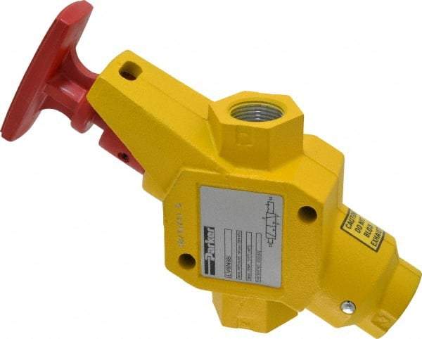 Parker - 3/4" NPT Safety Lockout Valve - 3-Way, 2 Position, Handle, 9.5 CV Rate, 250 Max psi & 160°F Max Temp - Exact Tool & Supply