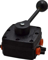 Parker - 3/8" NPT Mechanically Operated Air Valve - 4-Way, 3 Position, Hand Throttle-Manual Return, 3 CV Rate, 150 Max psi & 160°F Max Temp - Exact Tool & Supply