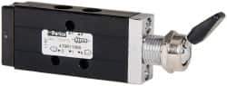 Parker - 1/8" NPT Mechanically Operated Air Valve - 4-Way, 2 Position, Toggle, 0.2 CV Rate, 150 Max psi & 175°F Max Temp - Exact Tool & Supply