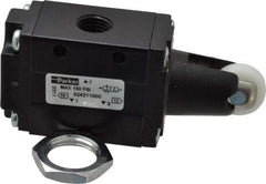 Parker - 0.83 CV Rate, 1/4" NPT Inlet HD Mechanical Oper Valve - 3 Way, 2 Position NC, 1/4" NPT Outlet, 150 Max psi, Roller Spring Return - Exact Tool & Supply