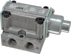 Parker - 1.5 CV Rate, 3/8" NPT Inlet HD Mechanical Oper Valve - 4 Way, 2 Position, 3/8" NPT Outlet, 150 Max psi, Air Pilot Spring Return - Exact Tool & Supply
