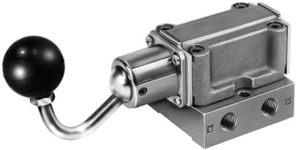Parker - 3/8" NPT Mechanically Operated Air Valve - 4-Way, 3 Position, Hand Toggle-Locking, 1.5 CV Rate, 150 Max psi & 160°F Max Temp - Exact Tool & Supply