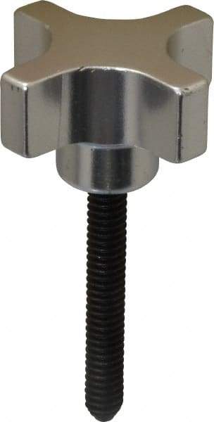 Gibraltar - 1-1/2" Head Diam, 4 Point Lobed Knob - 1/4-20 Stem, Aluminum - Exact Tool & Supply