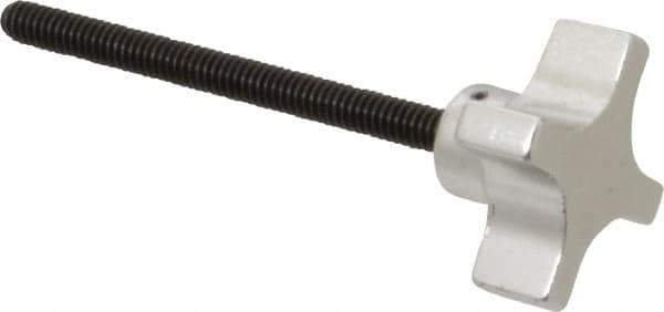Gibraltar - 1-1/2" Head Diam, 4 Point Lobed Knob - 1/4-20 Stem, Aluminum - Exact Tool & Supply