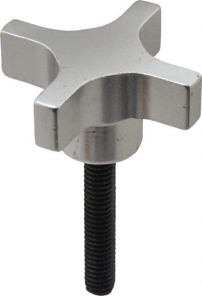 Gibraltar - 2" Head Diam, 4 Point Lobed Knob - 5/16-18 Stem, Aluminum - Exact Tool & Supply