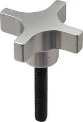 Gibraltar - 2" Head Diam, 4 Point Lobed Knob - 5/16-18 Stem, Aluminum - Exact Tool & Supply
