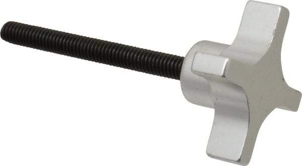 Gibraltar - 2" Head Diam, 4 Point Lobed Knob - 5/16-18 Stem, Aluminum - Exact Tool & Supply