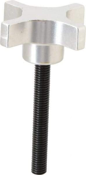 Gibraltar - 63.5mm Head Diam, 4 Point Lobed Knob - M10x1.5 Stem, Aluminum - Exact Tool & Supply