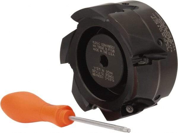 Kennametal - 6 Inserts, 4" Cut Diam, 1-1/2" Arbor Diam, 18.03mm Max Depth of Cut, Indexable Square-Shoulder Face Mill - 0/90° Lead Angle, 2" High, EC18.., EP18.. Insert Compatibility, Through Coolant, Series Mill 1-18 - Exact Tool & Supply