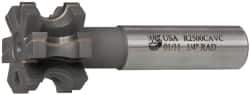 Whitney Tool Co. - 1/4" Radius, 1/2" Circle Diam, 1-1/2" Cutter Diam, 1" Cutting Width, Shank Connection, Concave Radius Cutter - 3/4" Shank Diam, 4" OAL, Carbide-Tipped, Uncoated, Profile Ground, 6 Teeth, Weldon Flat - Exact Tool & Supply