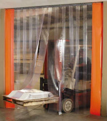 Aleco - 8' Door Width x 10' Door Height Vinyl Smooth Strip Door Kit - 12" Strip Width x 1/8" Strip Thickness, 66% Overlap - Exact Tool & Supply