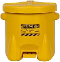 Eagle - 10 Gallon Capacity, Polyethylene Oily Waste Can - 18 Inch Long x 22 Inch Wide/Diameter x 18 Inch High, Yellow, Foot Operated, Approved FM - Exact Tool & Supply