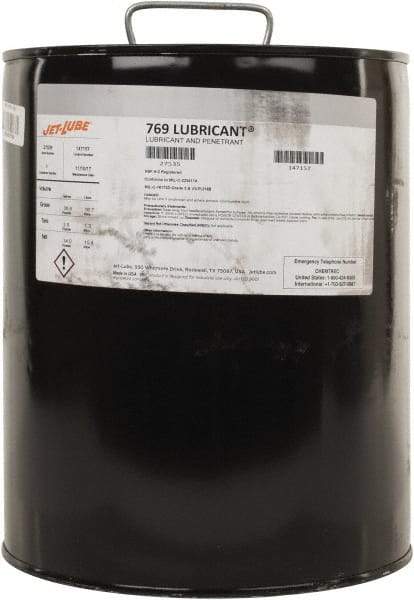Jet-Lube - 5 Gal Pail Thin Oily Film Penetrant/Lubricant - Clear Amber, Food Grade - Exact Tool & Supply