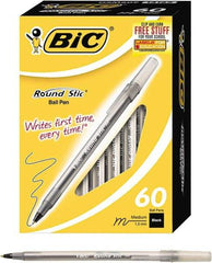 Bic - Ball Point Round Stick Grip Pen - Black - Exact Tool & Supply