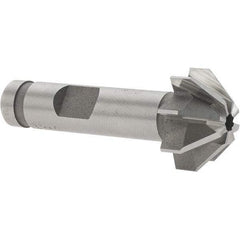 Made in USA - 3/4" Large x 5/16" Small Diam, 3/8" Width of Cut, 90° Included Angle, 8 Teeth, Cobalt Face Angle Cutter - 3/8" Shank Diam, 1-15/16" Overall Length, Weldon Flat - Exact Tool & Supply