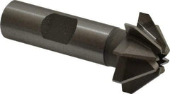 Made in USA - 1" Large x 3/8" Small Diam, 7/16" Width of Cut, 90° Included Angle, 8 Teeth, Cobalt Face Angle Cutter - 1/2" Shank Diam, 2-3/16" Overall Length, Weldon Flat - Exact Tool & Supply