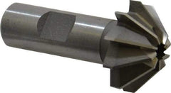 Made in USA - 1-1/4" Large x 1/2" Small Diam, 17/32" Width of Cut, 90° Included Angle, 10 Teeth, Cobalt Face Angle Cutter - 5/8" Shank Diam, 2-13/32" Overall Length, Weldon Flat - Exact Tool & Supply