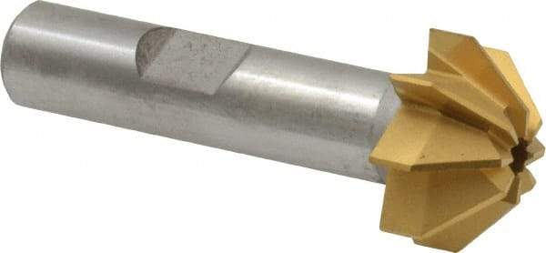 Made in USA - 3/4" Large x 5/16" Small Diam, 3/8" Width of Cut, 90° Included Angle, 8 Teeth, High Speed Steel Face Angle Cutter - 3/8" Shank Diam, 1-15/16" Overall Length, Weldon Flat - Exact Tool & Supply